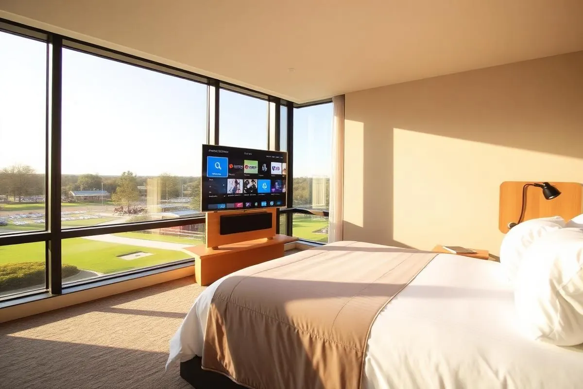Hotel room with television and guest-friendly interior